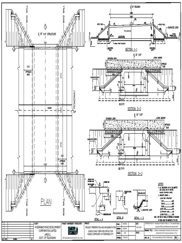 Vehicular Underpass Structural Drawings | PDF