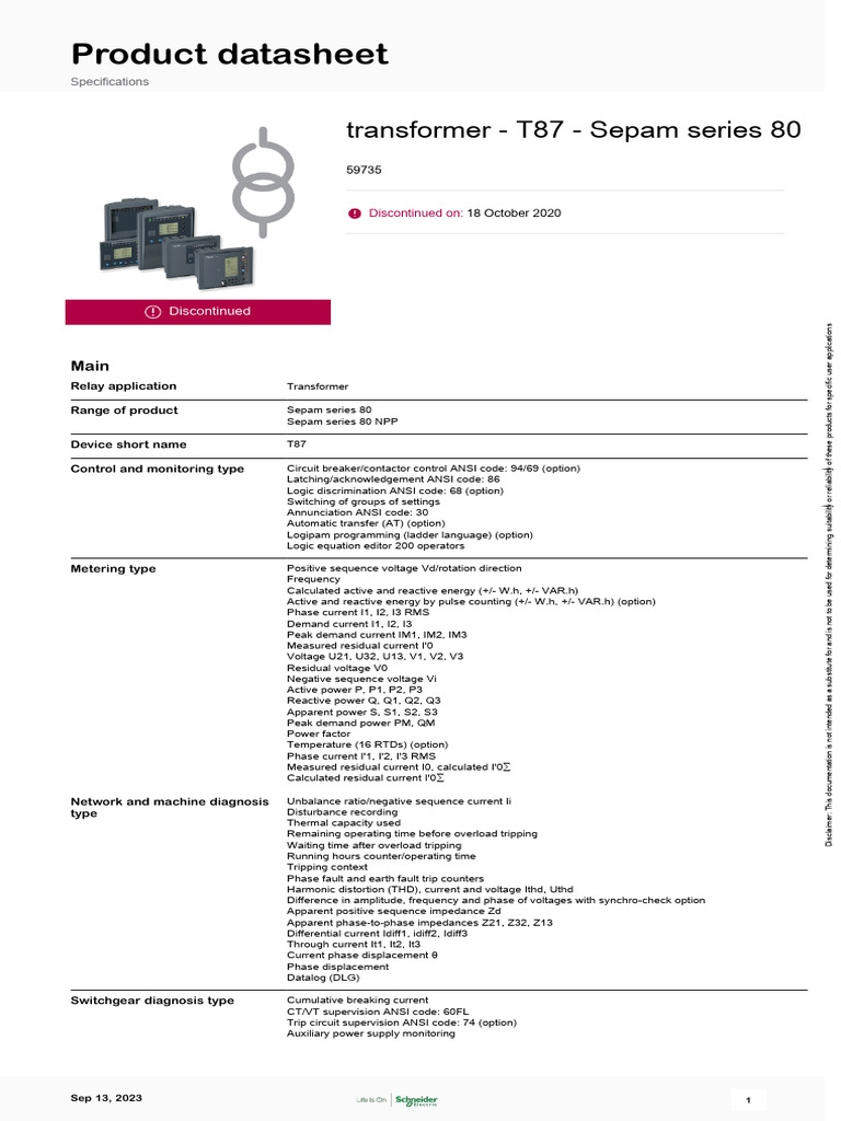 T87 Transformer Datasheet Overview | PDF | Ac Power | Electronics
