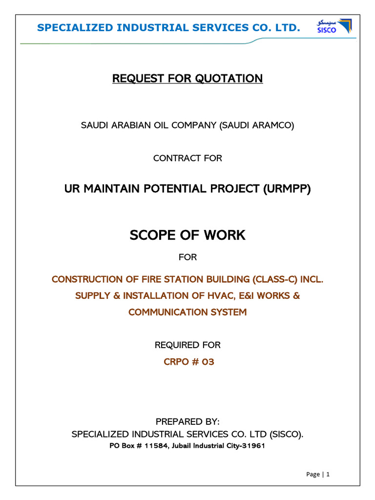 Fire Station Construction RFQ for Aramco | PDF | Plumbing