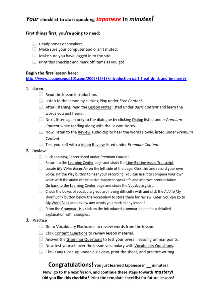 Quick Start Guide to Japanese Speaking | PDF | Vocabulary | Japanese ...