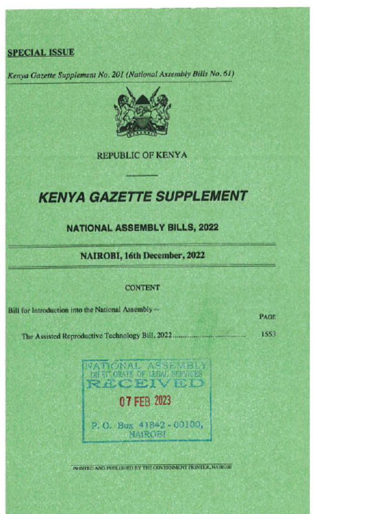 The Assisted Reproductive Technology Bill, 2022 PDF