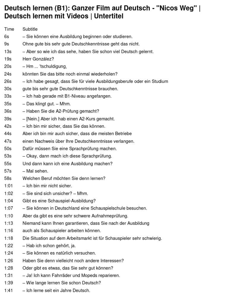 Nicos Weg B1 | PDF