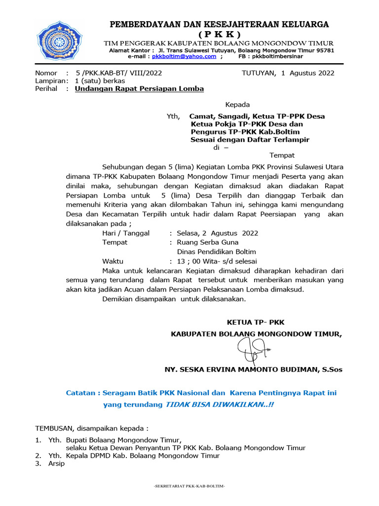 Surat Undangan Rapat | PDF