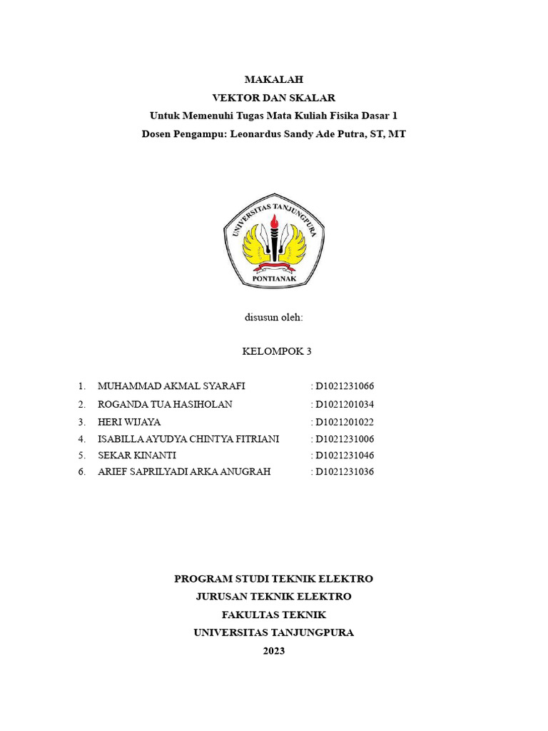 Vektor dan Skalar dalam Fisika Dasar | PDF | Metode & Bahan Ajar ...