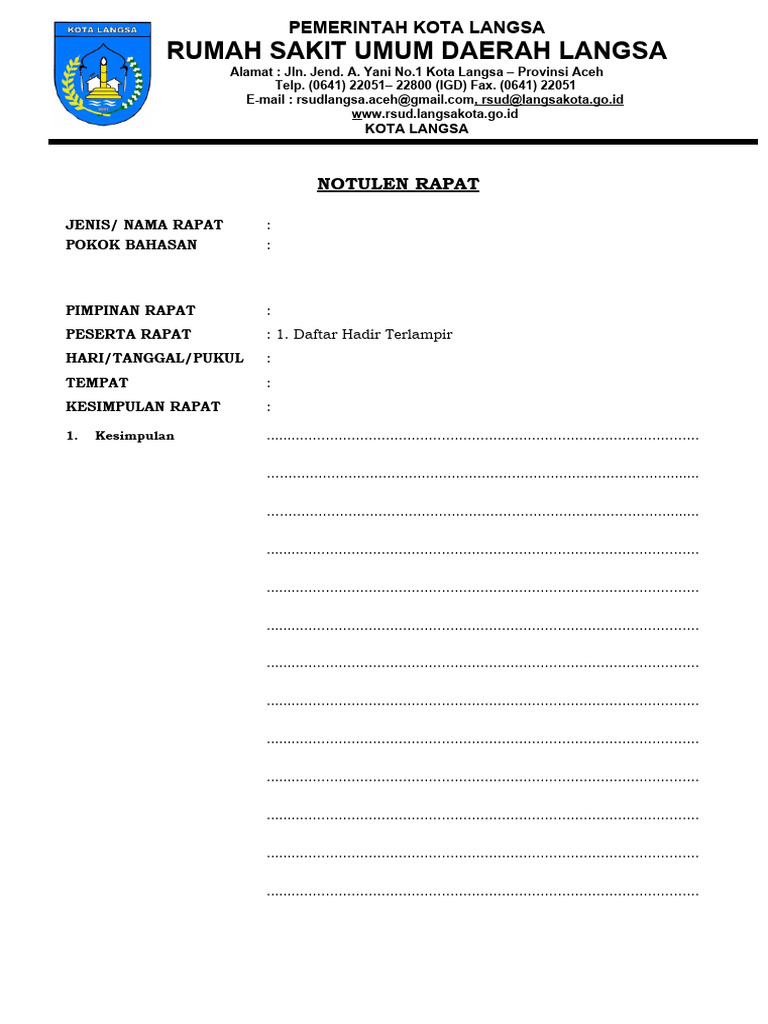 Template NOTULEN RAPAT PDF
