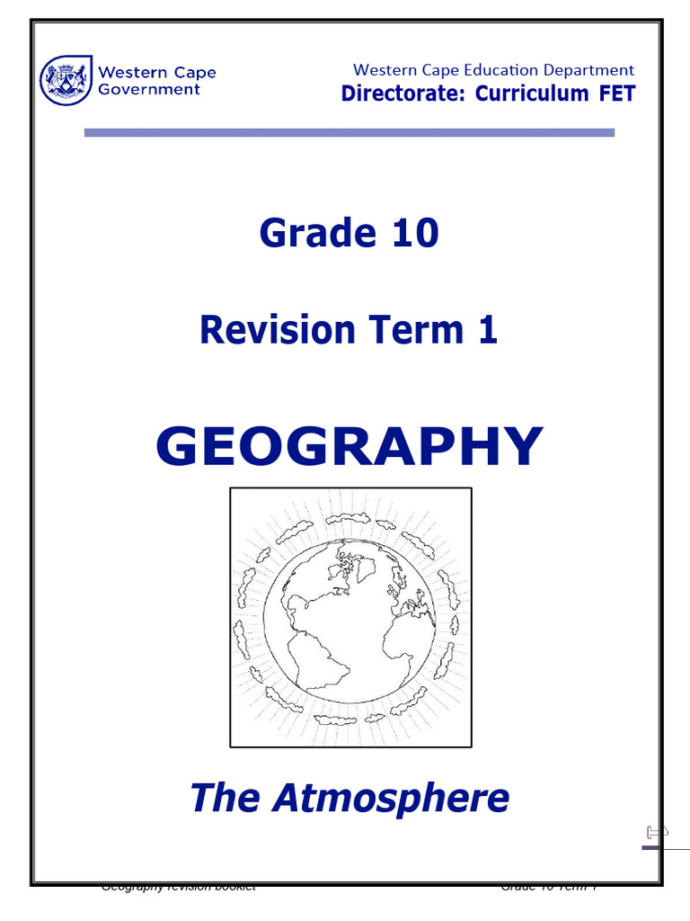 Geography Grade 10 Revision Atmsphere Pdf Atmosphere Of Earth Cloud