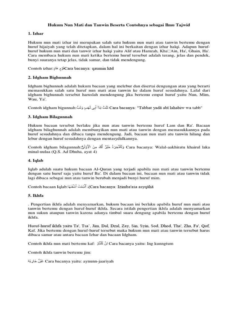 Hukum Nun Mati Dan Tanwin Pdf