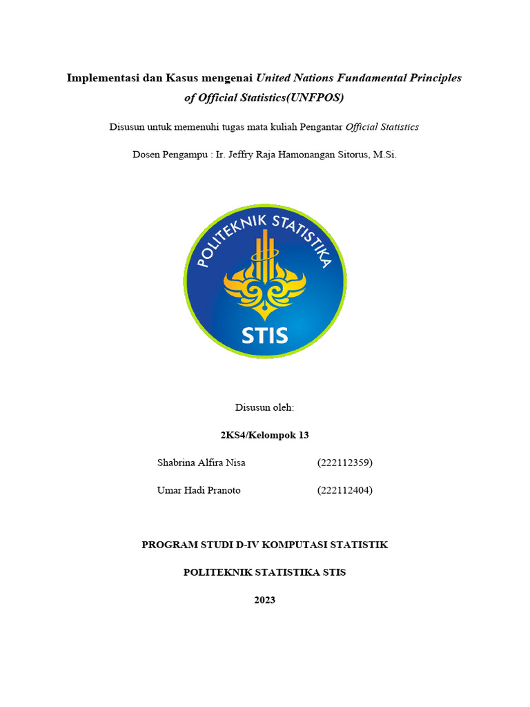 Implementasi Prinsip UNFPOS dalam Statistik | PDF | Ilmu Sosial | Komputer