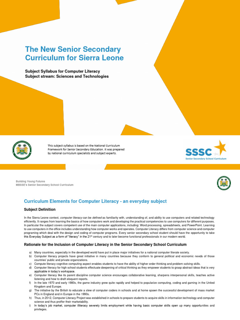Sss Syllabus Computer Literacy Pdf World Wide Web Internet Web