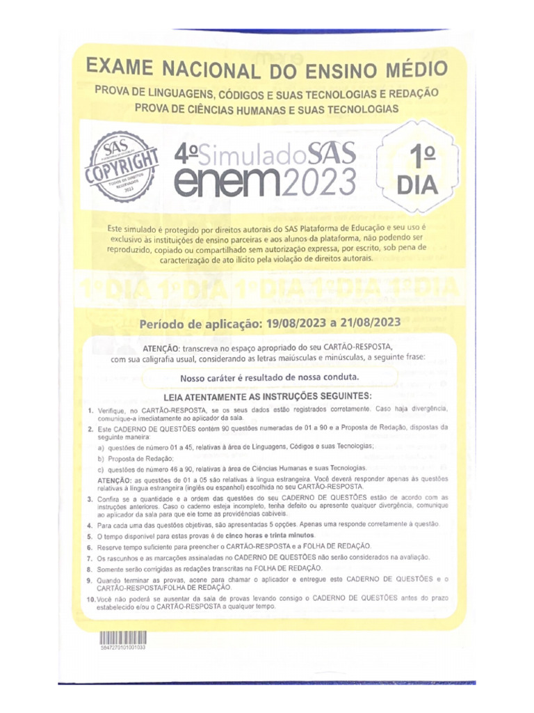 4 Simulado Sas Enem 2023 1 Dia PDF