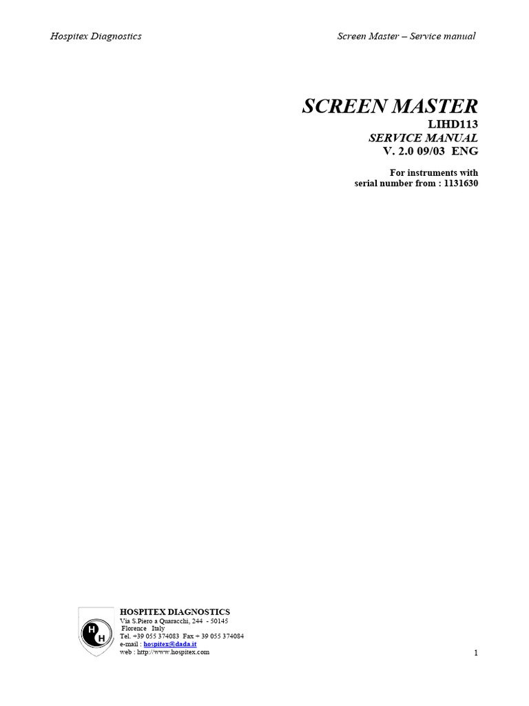 Screen Master Service Manual | PDF | Mains Electricity | Alternating ...