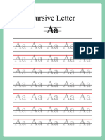 Green Cursive Letters Handwriting Worksheet