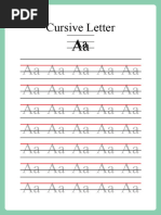 Green Cursive Letters Handwriting Worksheet