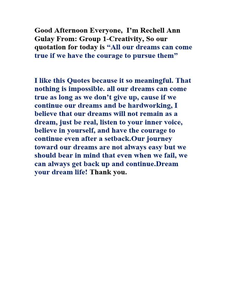Courage to Pursue Dreams | PDF