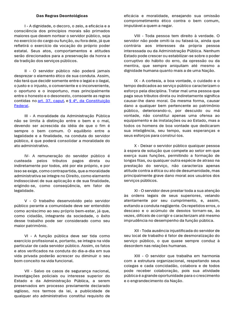 Das Regras Deontológicas | PDF | Moralidade | Administração pública