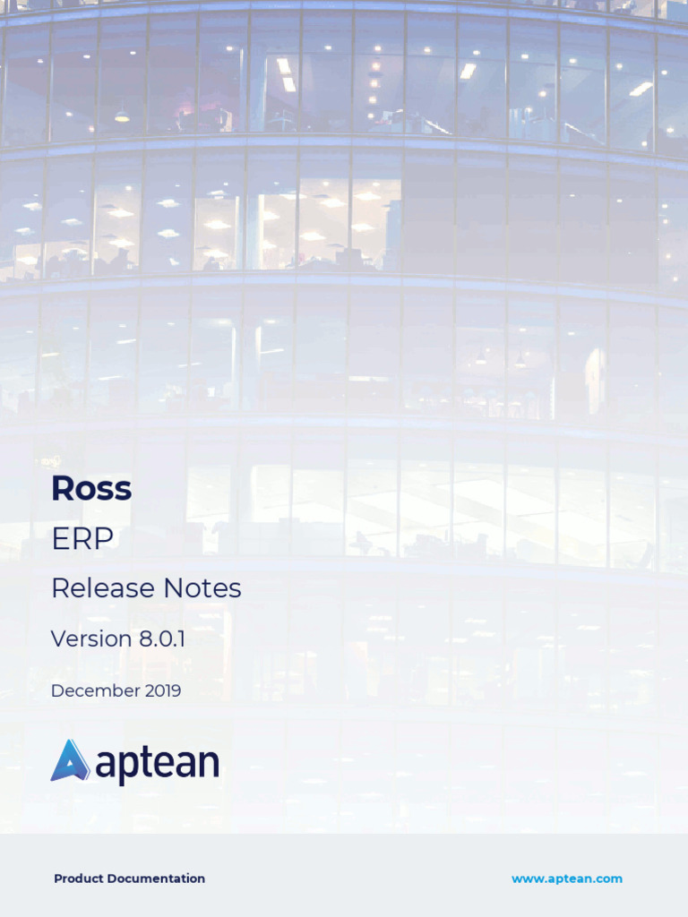 RossERP801 Release Notes | PDF | Enterprise Resource Planning | Computing