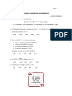 Exámen I Unidad de Matemáticas 4 Año