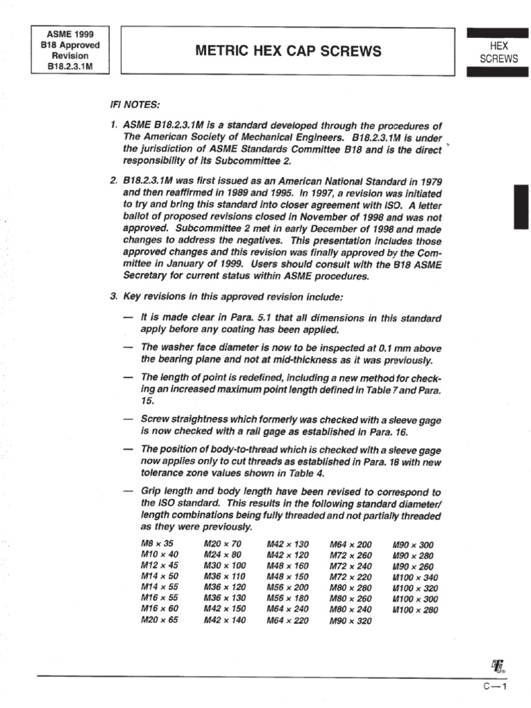 Asme B18.2.3.1M 1999 PDF Screw Machining