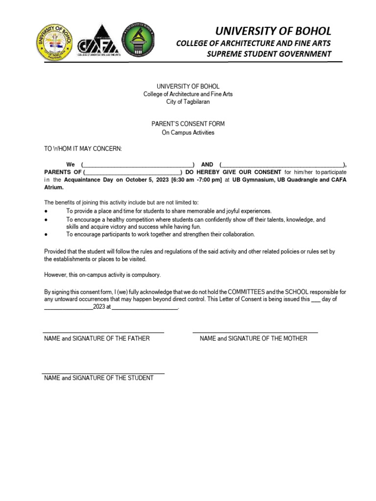 Parental Consent for Acquaintance Day | PDF