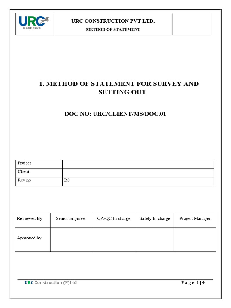 MS For Survey and Setting Out | PDF | Surveying