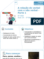 A Relação Do Verbal Com o Não Verbal - Parte 1: 9º ANO Aula 14 - 3º Bimestre