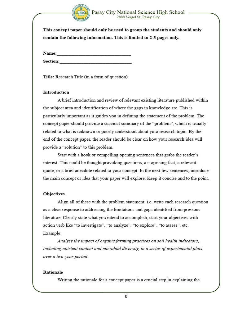 Concept Paper Template PDF Methodology Concept