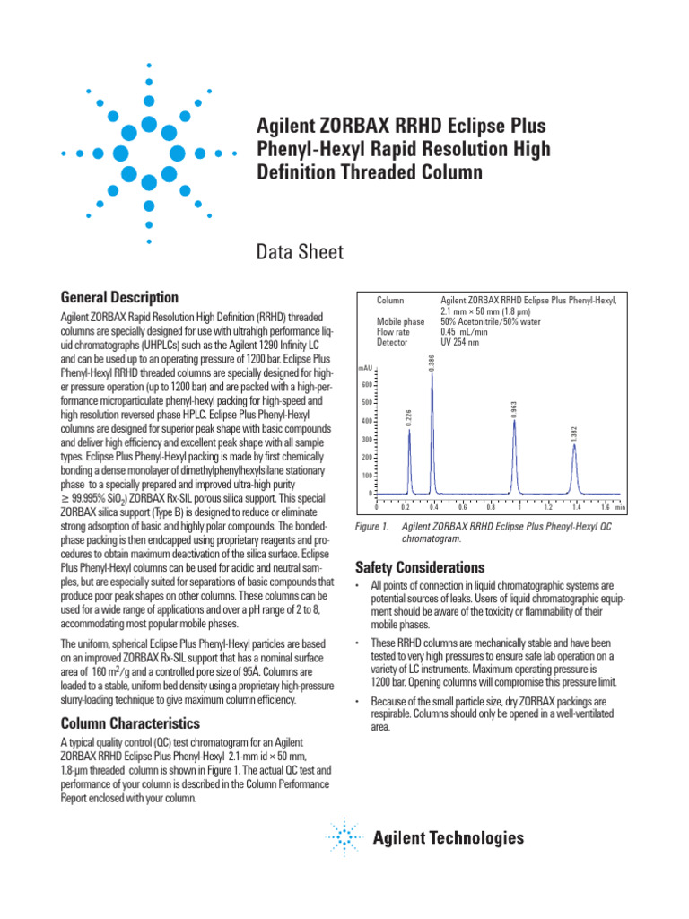 Agilent ZORBAX RRHD Eclipse Plus Guide | PDF | High Performance Liquid ...