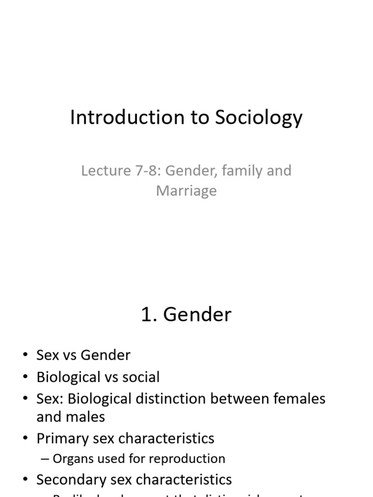 2223 SSC 104 L7 and 8 Gender and Family | PDF | Marriage | Family