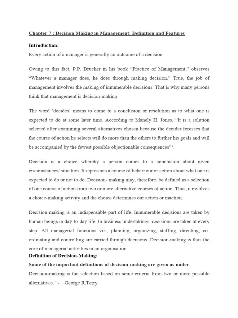Decision Making in Management Essentials | PDF | Decision Making ...