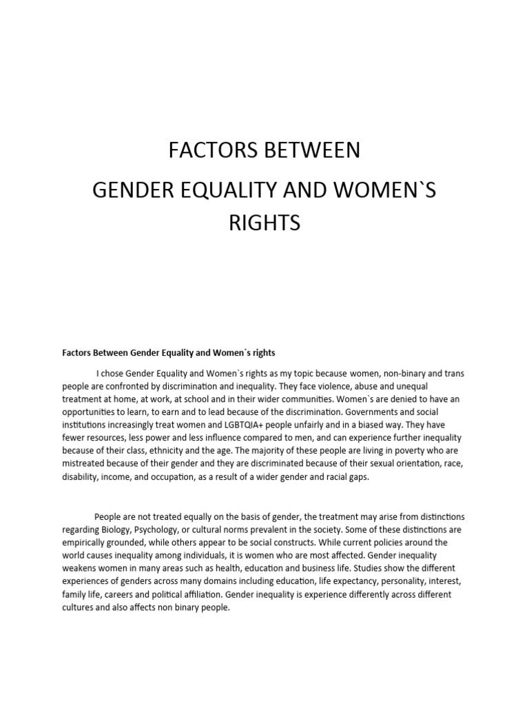 Gender Equality and Women's Rights Overview | PDF | Gender Studies ...