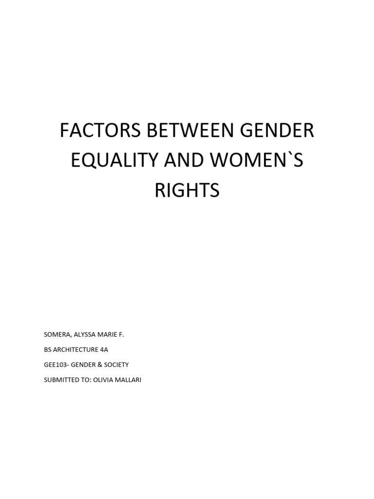 Gender Equality and Women's Rights | PDF | Social Science