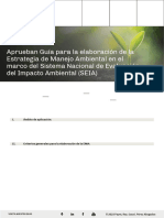 Aprueban Guia para La Elaboracion de La Estrategia de Manejo Ambiental en El Marco Del Sistema Nacional de Evaluacion Del Impacto Ambiental SEIA 1