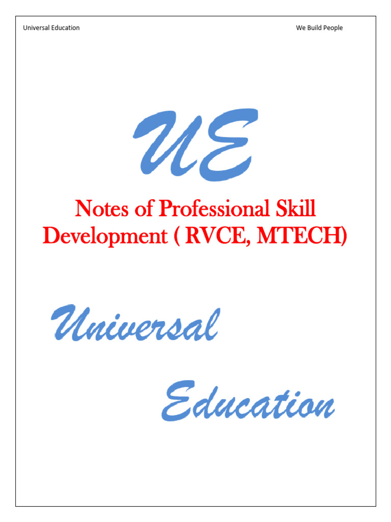 Universal Education Notes Rvce Mtech For The 1st 2 Weeks Pdf