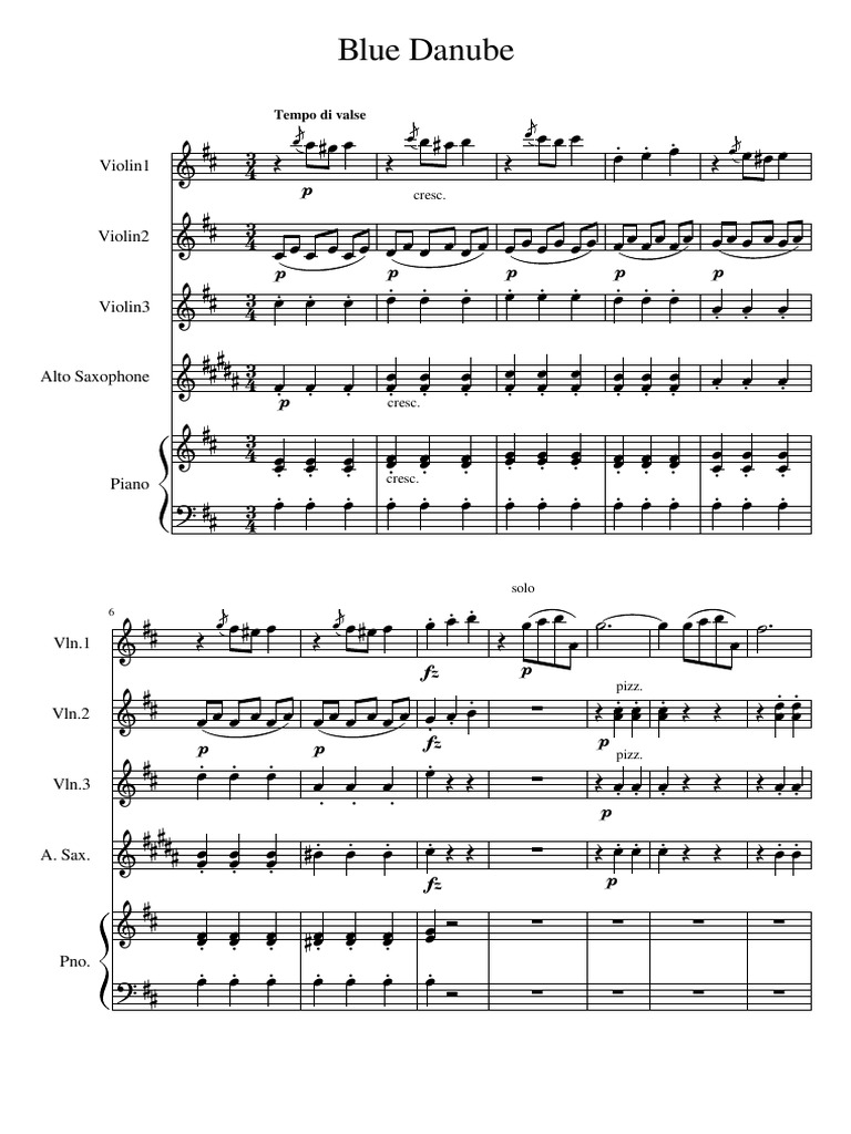 Blue Danube - Waltz | PDF | Musical Compositions | Musical Instruments