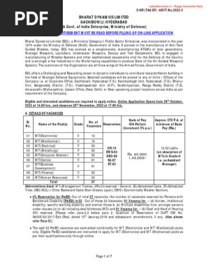 BDL Recruitment 2022 37 Management Trainee | PDF | Academic Degree 