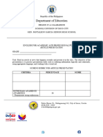 Article Presentation Rubric