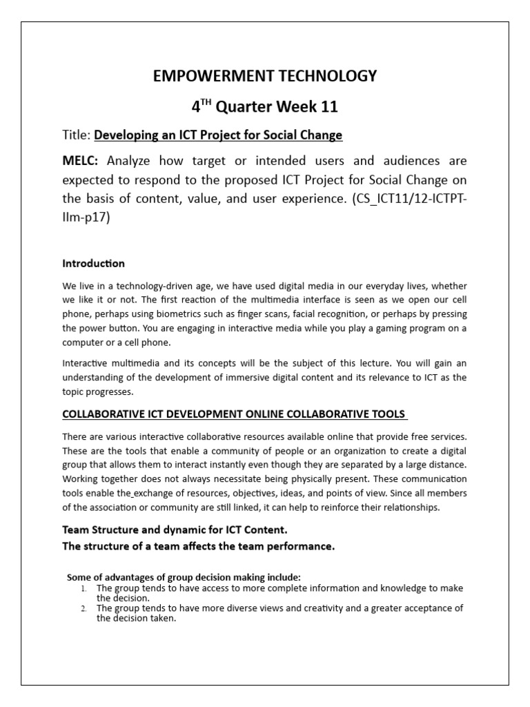 11 developing an ict project for social change pdf educational