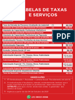 Tabela de Taxas e Serviços SATED RJ