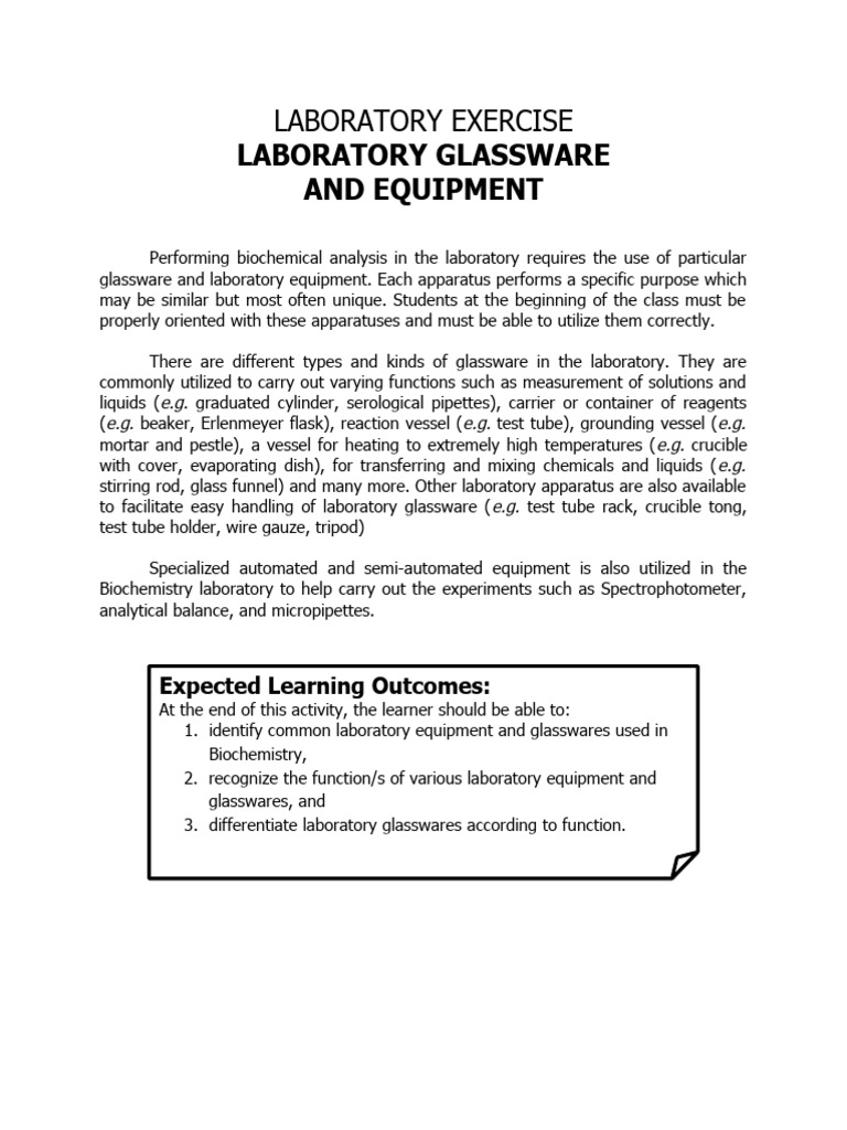 Laboratory Glassware and Equipment Guide | PDF | Physical Sciences ...
