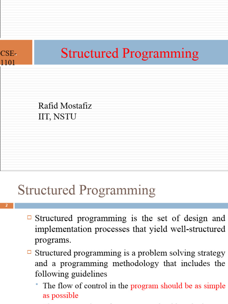Lec 3 Basic of Structured Programming | PDF | Control Flow | Computer ...