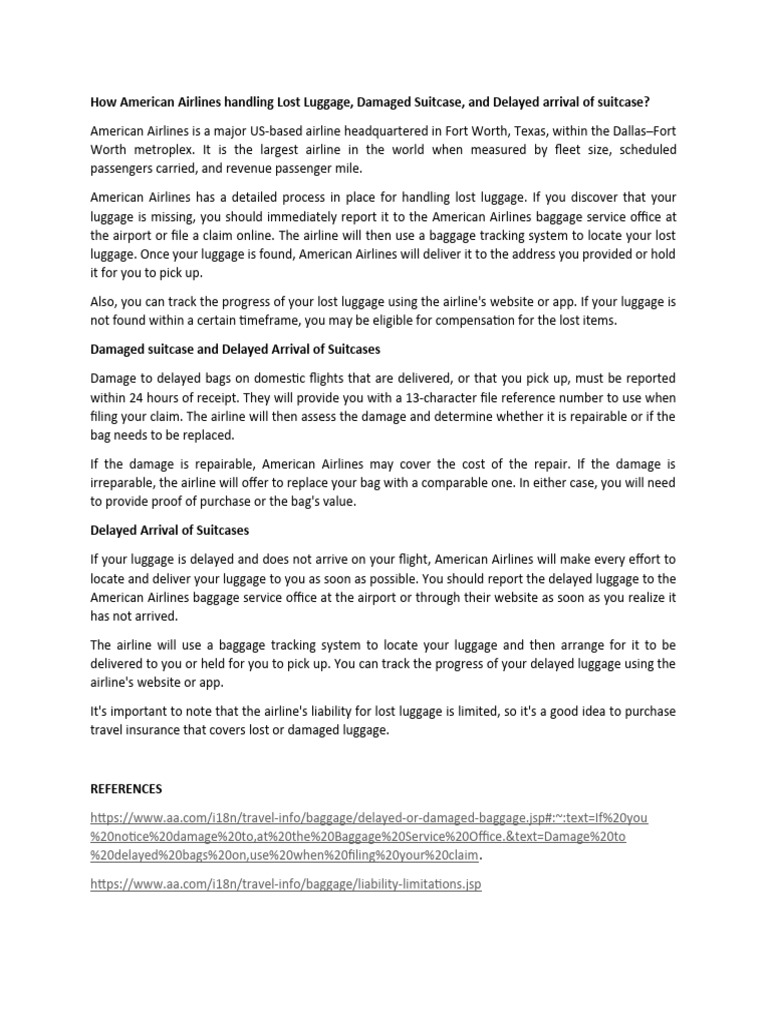 How American Airlines Handling Lost Luggage, Damaged Suitcase and