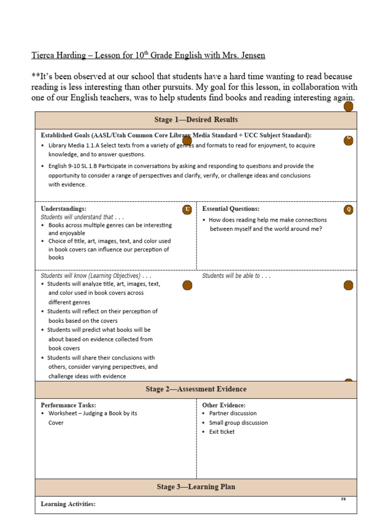 Stage 1Desired Results Established Goals (AASL/Utah Common Core