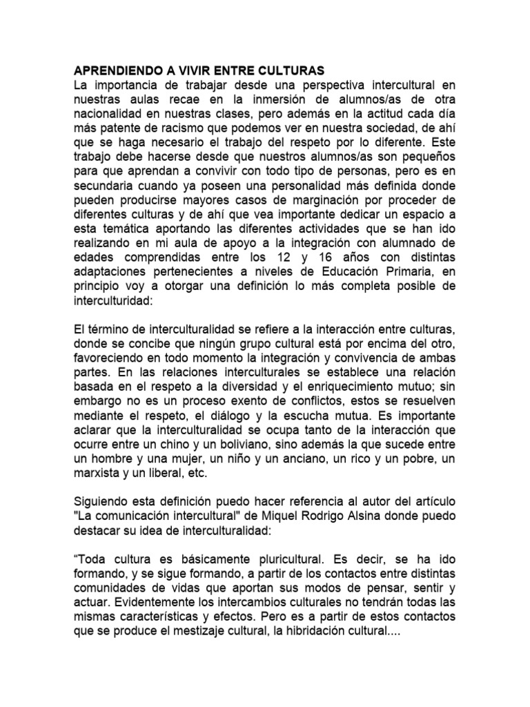 Aprendiendo a vivir entre culturas pdf interculturalidad evaluaci n