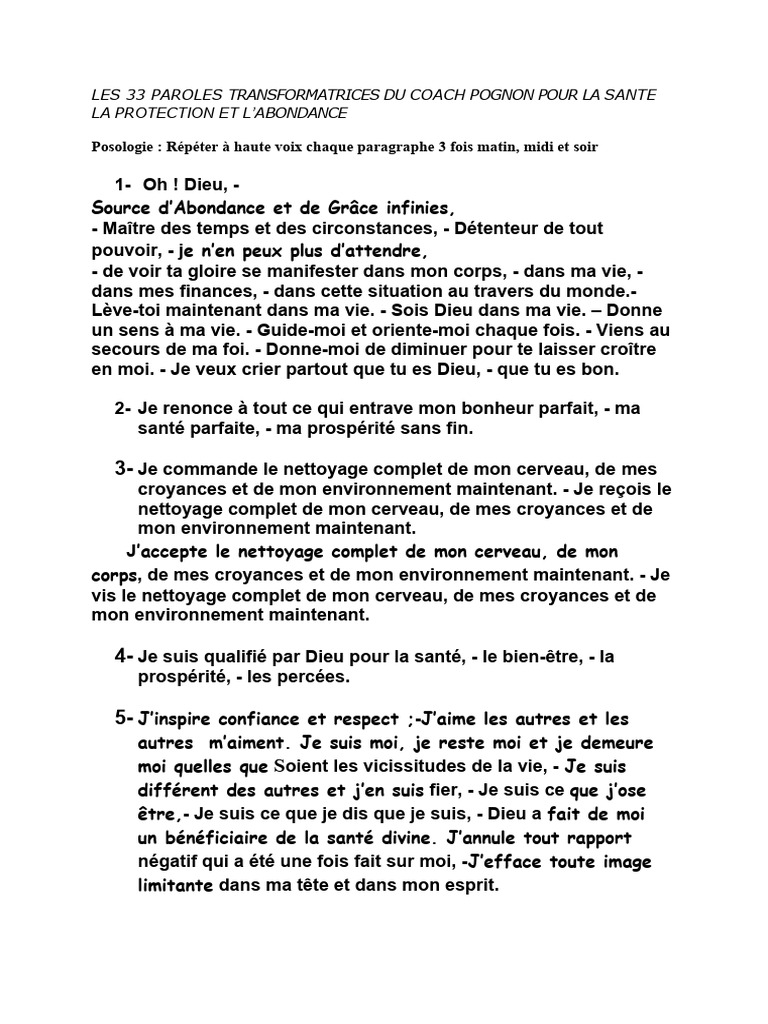 33 Paroles Transformatrices pour Abondance | PDF | Conscience | Dieu