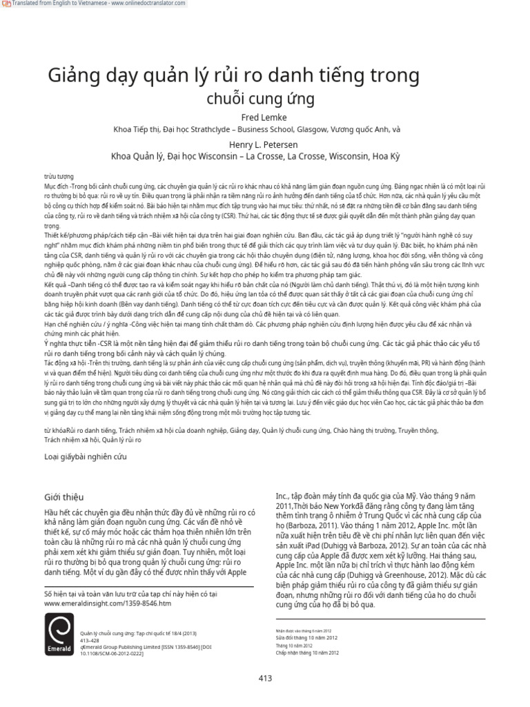 Teaching Reputational Risk Management in The En.vi PDF