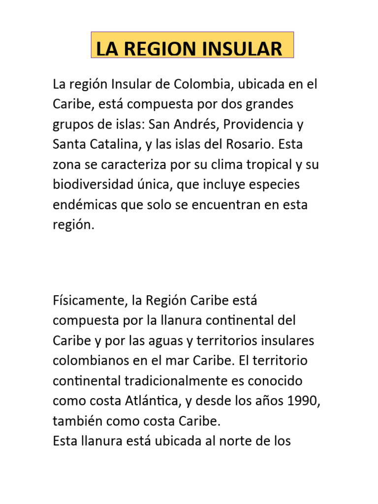 La Región Insular de Colombia | PDF