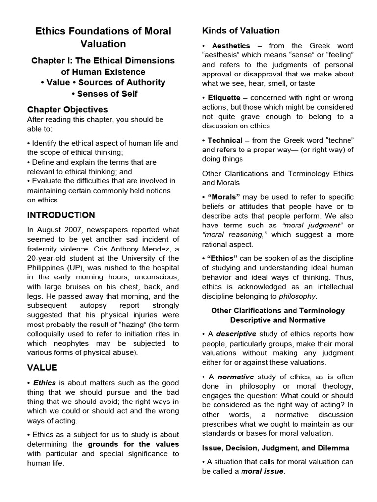 Foundations of Moral Valuation in Ethics | PDF | Morality | Thought