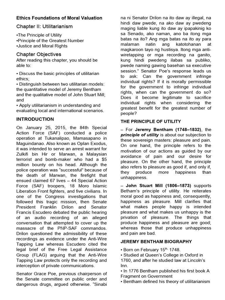 Foundations of Utilitarian Ethics | PDF | Utilitarianism | John Stuart Mill