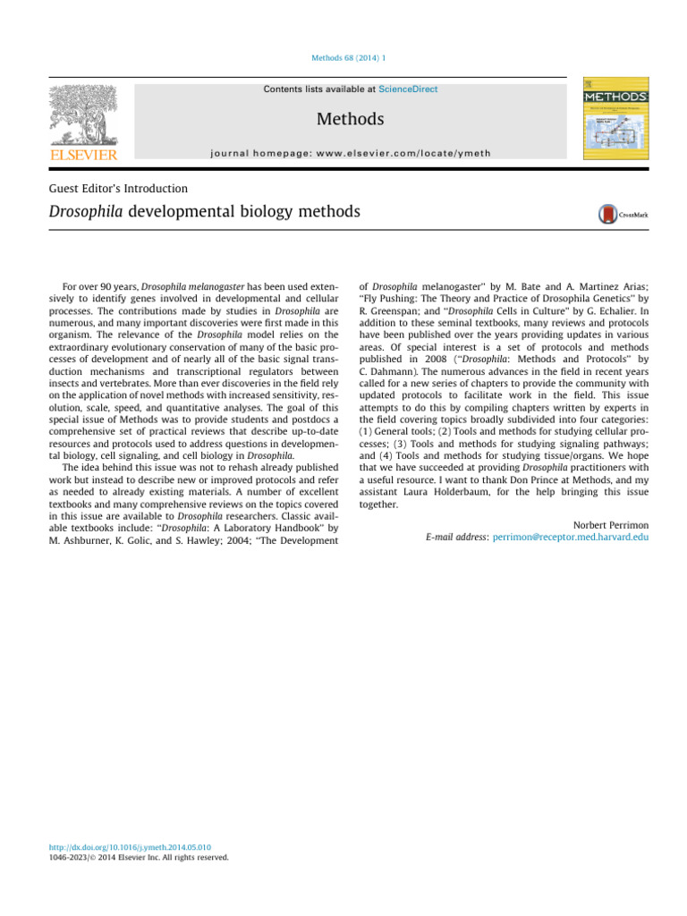 Drosophila Developmental Biology Methods | PDF | Drosophila ...