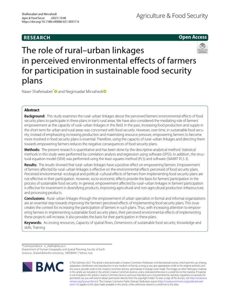The Role of Rural-Urban Linkages in Perceived Environmental Effects of ...